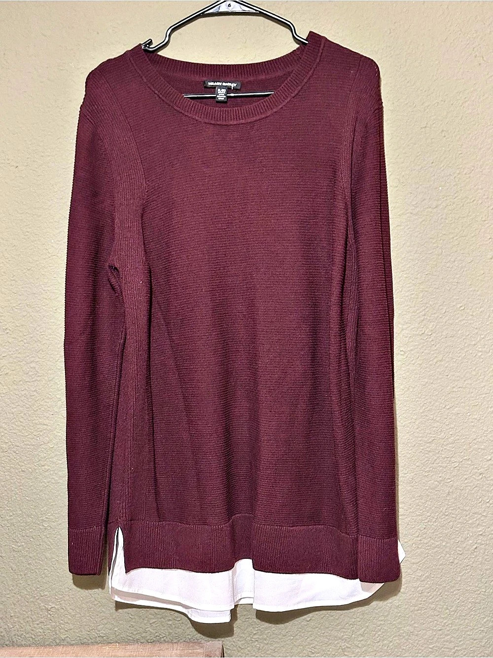 Hilary Radley Burgundy Layered Hem Sweater Size XL